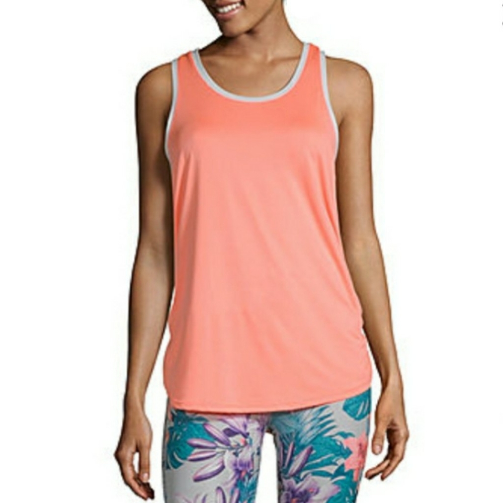 XERSION Coral Orange White Trim Sleeveless Athletic Tank Top Small NWT